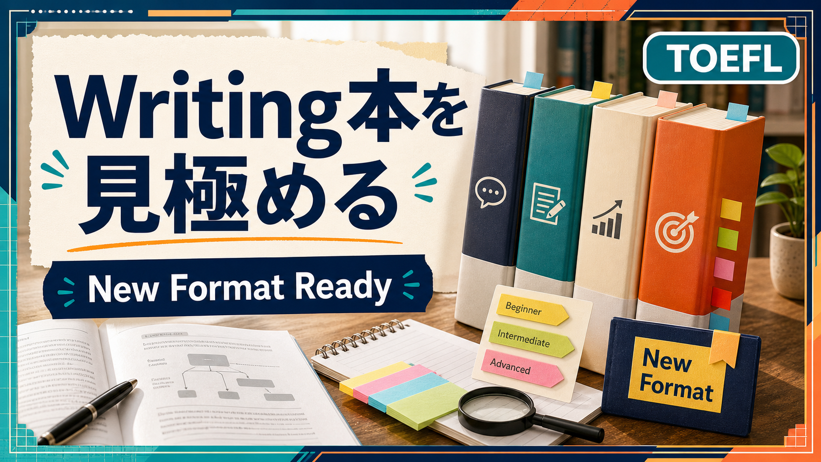 TOEFLライティング参考書おすすめ｜新形式対応をレベル別に
